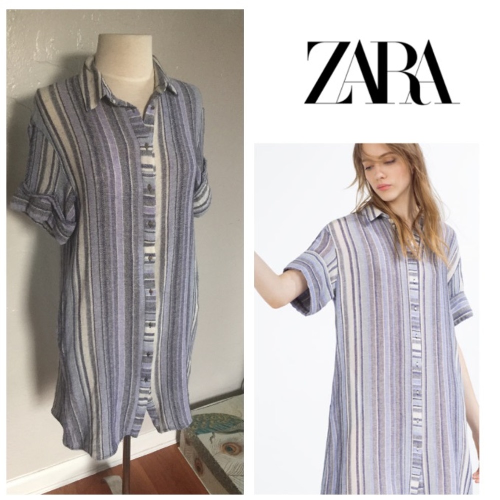 GORGEOUS!  ZARA Basic striped tunic/shirt dress XS - Picture 4 of 6